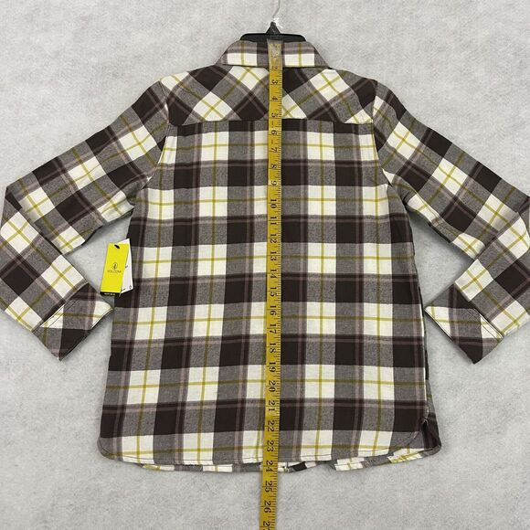 Volcom Flannel Shirt Girls Size 8/10 Espresso Plaid  Getting Rad Button Up NEW - Picture 7 of 16